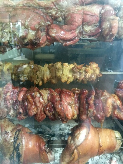 Meat roasting on a spit in Athens